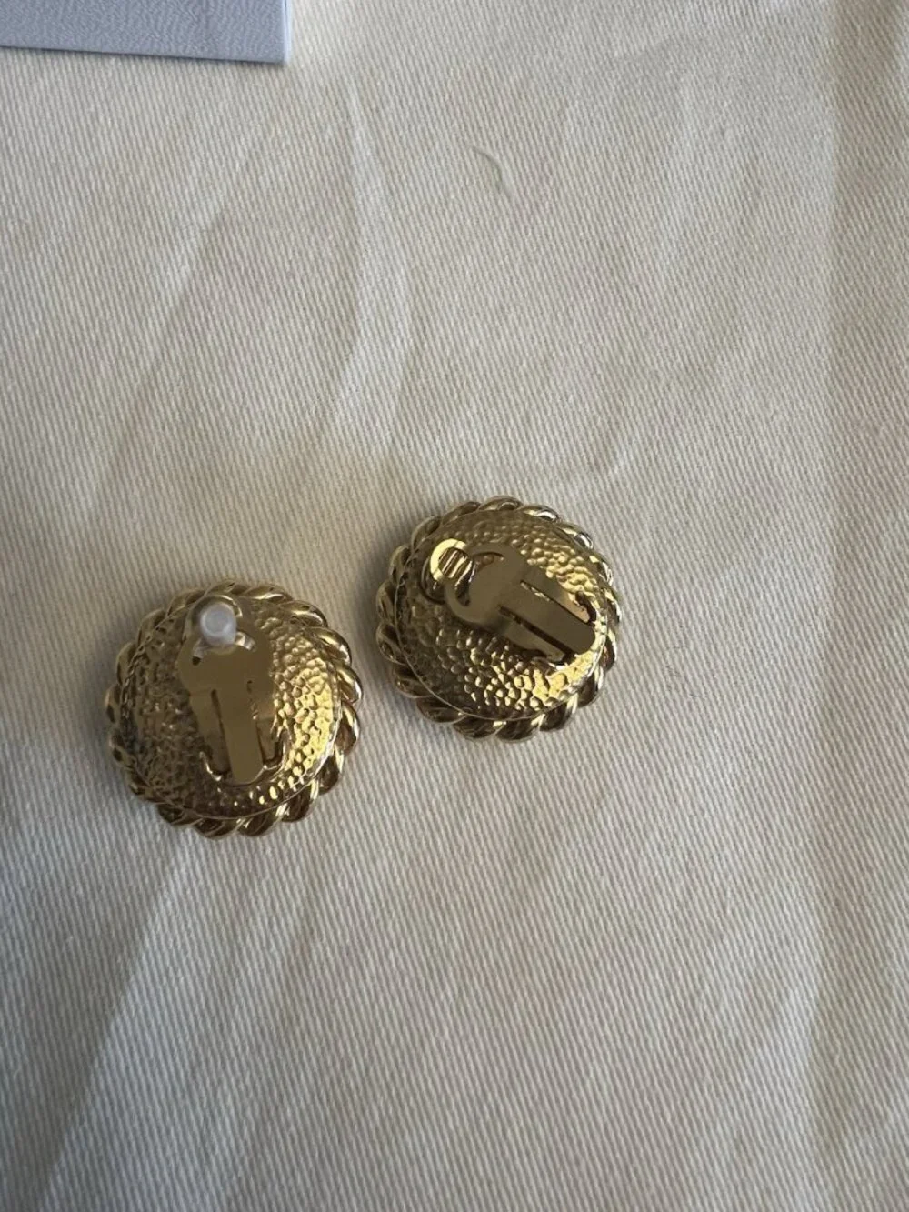 Authentic Chanel Gold With Pearl Earrings Large Clip On